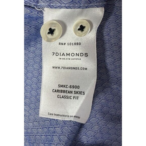 7 Diamonds Shirt Mens L Lilac Purple Stretch Button Up Floral Contrast Flip Cuff - Picture 8 of 13